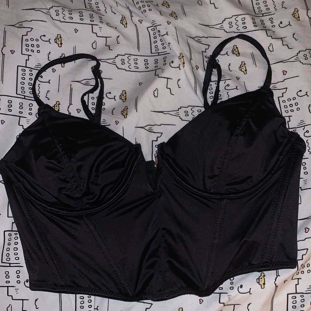 garage black satin corset top